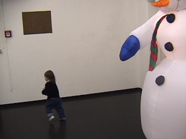 Jenna runs from Giant Snowman